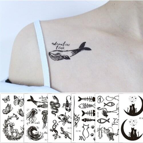 1Pc Waterproof Temporary Tattoo Sticker Whale Rose Forest Tatto Stickers Flash Tattoo Fashion Fake Tattoos for Sexy Women