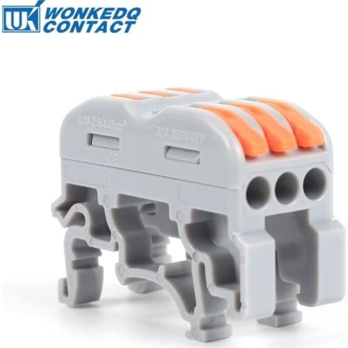 10Pcs 222-213 Fast Wire Cable Connector 222 213 6 Pin Connection Push-in Compact Splicing Plug With DIN Rail Feet Terminal Block