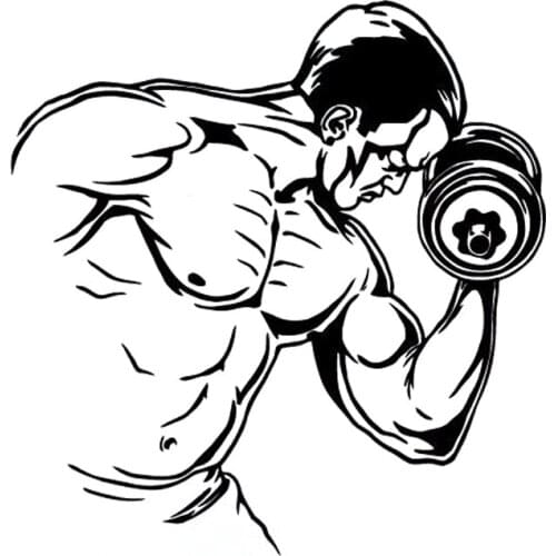 14.5CM*15CM Fashion Fitness Dumbbell Sports SWilhouette Car Sticker Vinyl Black/Silver S9-0631