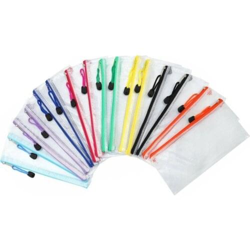 16pcs A6 Zipper File Bags Contract Storage Bag Transparent Mesh File Bags Documents Organizer Pouch File Folder (Random Color 24