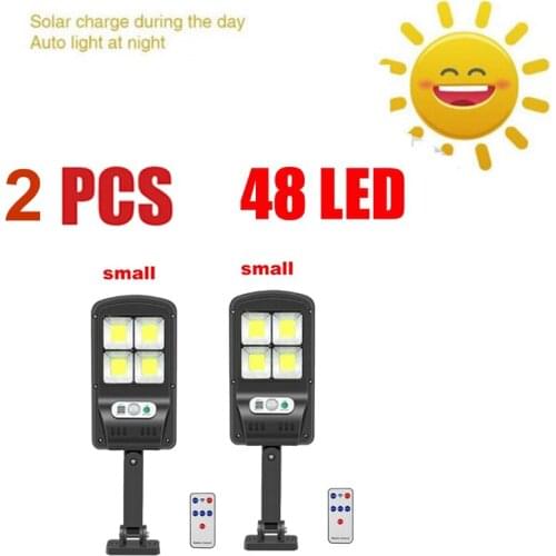 2 pcs remote 48 Solar Powered PIR Motion Sensor Wall lamp Human Body Infrared Light Outdoor Waterproof Home Garden Security Ligh