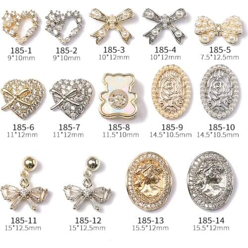 4pcs Fashion Nail Art Zircon Decoration Pearl Love Beauty Head Bow-Knot Beating Bear Nail Super Flash Ornament Material