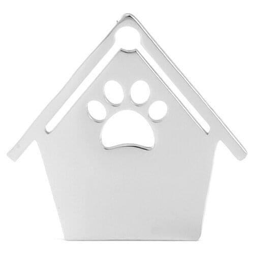 Kennel doghouse charm pendant Pet name tags Stainless steel mirror polished pendant 50pcs