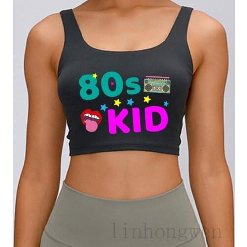 80s Kid 1980 1980s Party Costume Tank Top Crop Top Design Breathable Spring Pattern Gift O-Neck Basic Solid Vest