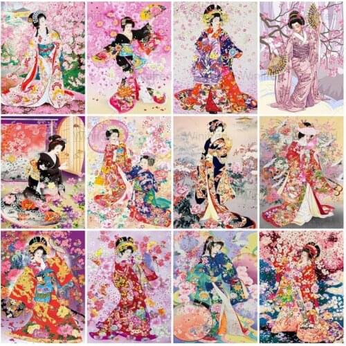 5D DIY Diamond Painting Traditional Japanese Kimono Woman Rhinestone Picture Diamond Embroidery Geisha Girl Portrait Home Decor