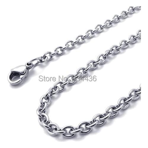 Free shipping 2mm O shape 316L stainless steel pendant necklaces chains men womens DIY Jewelry Accessory wholesale 50pcs
