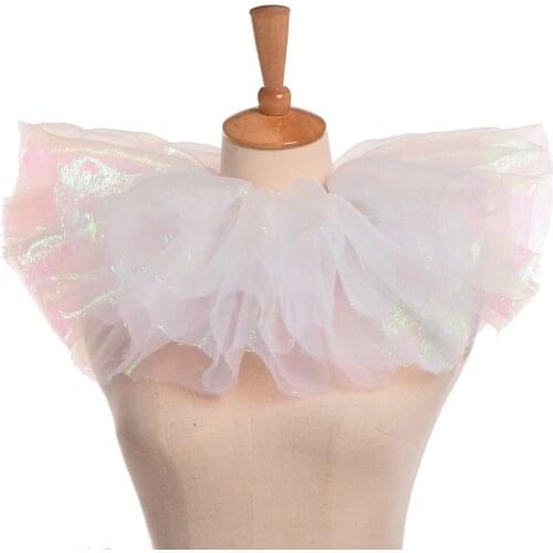 Shiny Collar Victorian Ruffled Gothic Retro Costume White Neck Ruff