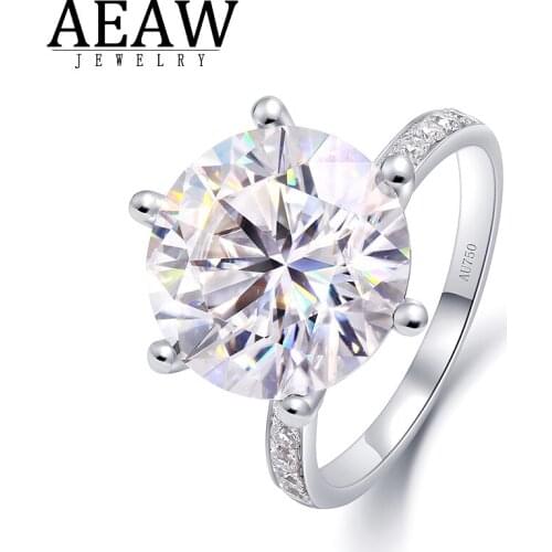 D Color VVS1 Round Brilliant Cut 8.0carat 13mm Moissanite Engagement Ring Solid Real 14k White Gold Fine Ring Test Positive