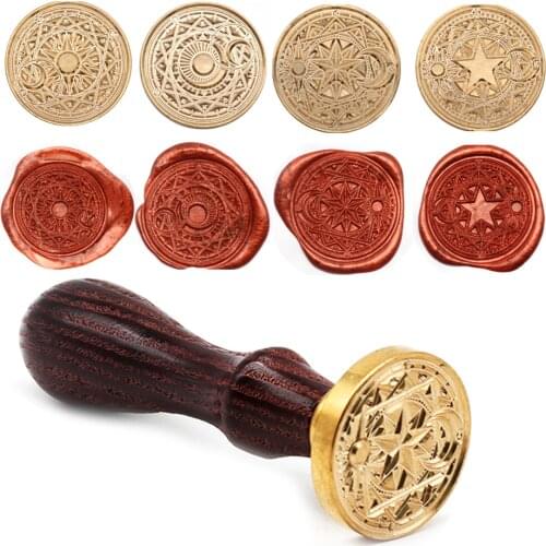 Creative Wooden Stamp Antique Metal Sealing Wood Handle Wedding Invitations Wax Seal Stamp Craft Wax Seal Stamp Planet Icon