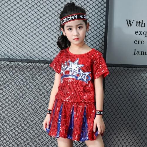 Children Ballroom Dance Clothes for Girls Dance jazz Costumes Girl Hip Hop Sequin Jazz wear Kids Street Stage Dancing