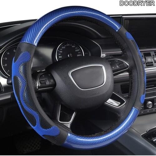 DOODRYER Carbon Fiber Leather Car Steering Wheel Cover For C1 C3 C4 C5 DS4 DS5 Berlingo B9 Xsara Picasso Jumpy Saxo Spacetourer