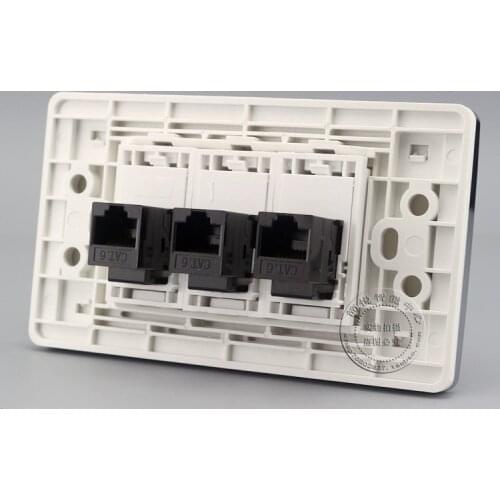Gigabit Wall Plate 3 Ports Network LAN RJ45 Cat6 Jack Panel Socket Faceplate Outlet Adapter 120*70mm Home Adapter