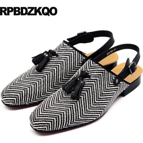 Italian Luxury Sandals Tassel Large Size Striped Designer Shoes Men High Quality Summer Closed Toe Breathable Famous Brand 45