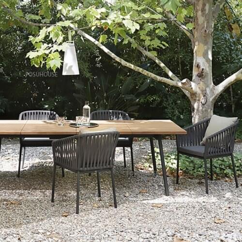 Three Piece Set Outdoor Furniture Balcony Table Modern Simple Creative Leisure Restaurant Rattan Chair Villa Garden Beach Chair