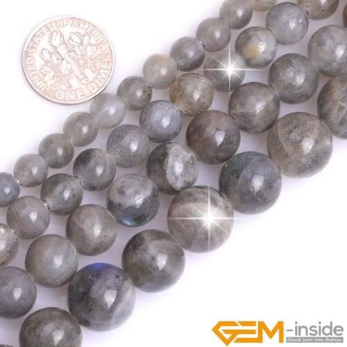 Natural Stone Rainbow Gray Labradorite Round Bead For Jewelry Making Strand 15 inch 2mm Big Hole Jewelry Loose Beads 6mm 8mm 10m