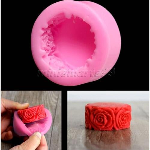 Nicole Rose Flowers Round Silicone Mold Forms for Soap DIY Crafts Mould Candle Molds Stampi In Silicone Cake Tools