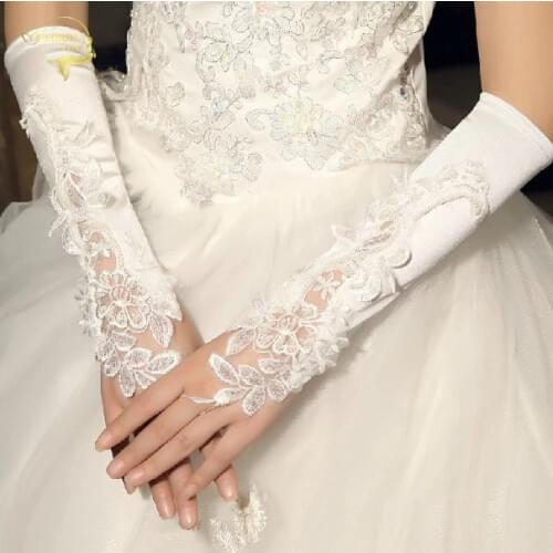 Bride Gloves long design wedding gloves lace fingerless mittens marriage accessories Gloves G024