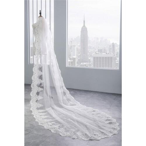 Lace Rhinestone 3m Long Metal Hair Comb Bridal Veil Wedding Hair Accessories WAS10213