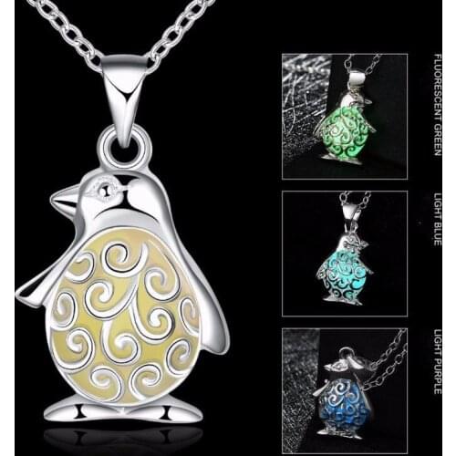 New Penguin Angel Pendant Glow-In-Glow NecKLACE Pendant with Copper Stainless Steel Chain As A Gift Jewelry Accessory