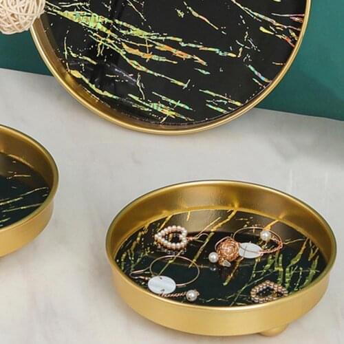 Jewelry Tray Vintage Smooth Wrought Iron Wedding Gift Trinket Plate for Desktop Jewelry Holder Organizer Snacks Fruit Plate