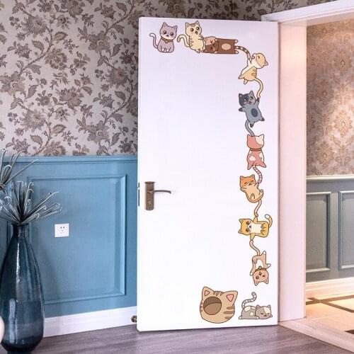 [shijuekongjian] Cats Wall Sticker DIY Animals Wall Decals for Kids Rooms Baby Bedroom Children Nursery Door Home Decoration