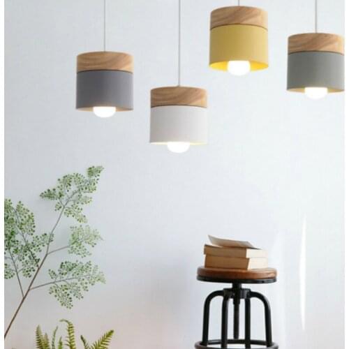 Nordic Modern Pendant Light Dining Room Cafe Restaurant Indoor Wooden Cylinder Hanging Lamp YHJ103005