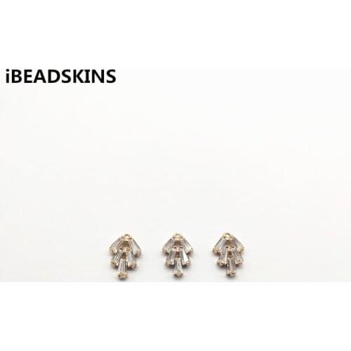 New arrival! 13X9mm 50pcs Copper/Zircon Feather shape charm for Necklace Earrings DIY,Earrings parts,hand Made Jewelry DIY