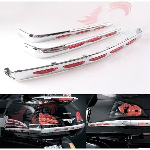 New Left Right Chrome Fairing Lens LED Light Trunk Moldings For Honda Goldwing 1800 GL1800 2001-2011 02 03 04 05 06 07 08 09 10