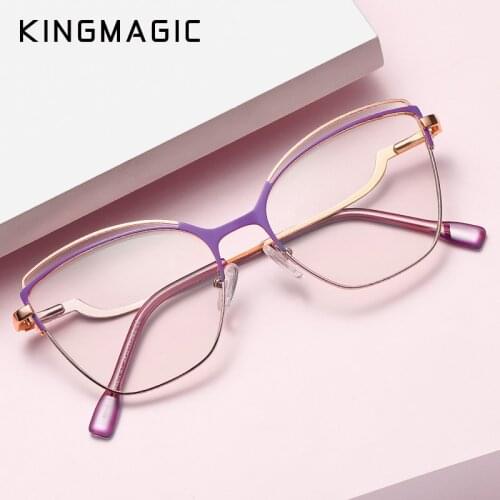 KINGMAGIC Trends Office Anti Blue Light Oversized Glasses Computer Women Blue Blocking Gaming Eyeglasses Blue Light Glasses