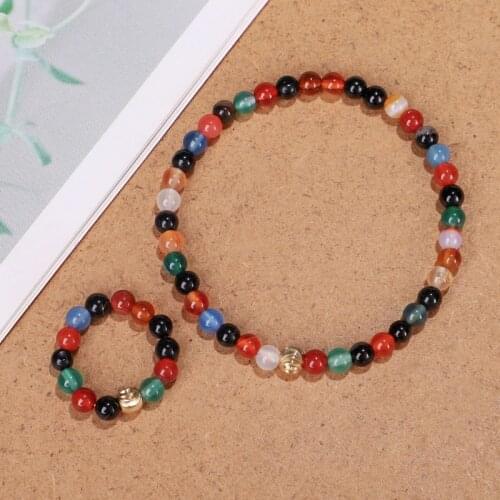 Original Jewelry Set Bracelet Ring Natural Stone 4mm Small Bead Bracelet Handmade jewelry