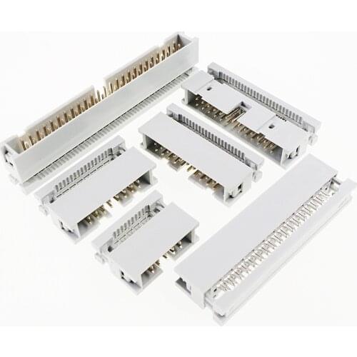 10 pcs IDC Box Header 0.10" 2.54mm Pitch 6 Pin 8 10 12 14 16 18 20 24 26 30 34 40 50 60 64 Pin Male Header Flat Cable 1.27mm