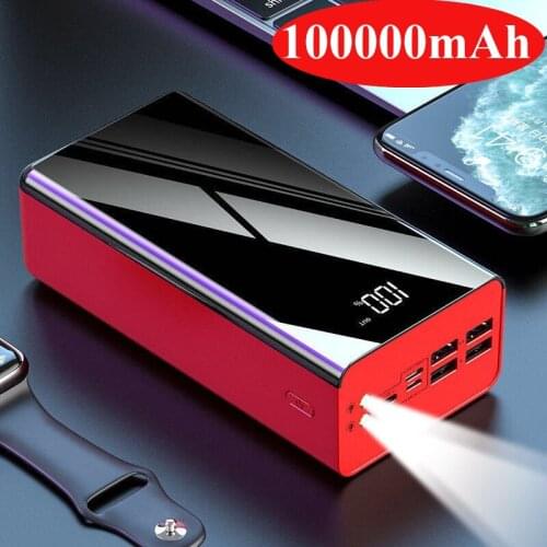 100000mAh Power Bank for Xiaomi Mi Huawei iPhone Samsung Powerbank Portable Charger External Battery Pack Power Bank Poverbank