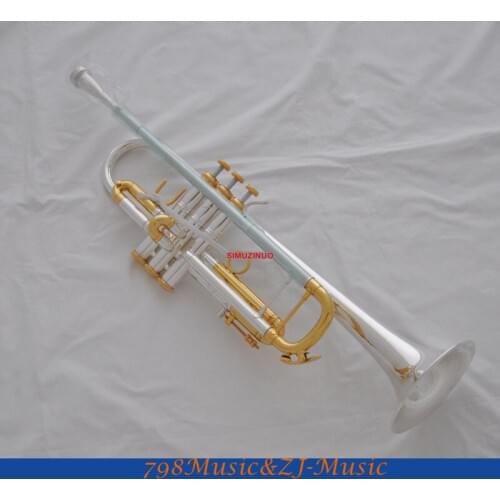 Professional Silver Platedl Gold Plated Bb Trumpet 4-7/8" Horn 0.459"+Mouthpiece+Case