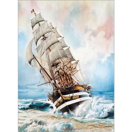 Counted Cross Stitch Kits Needlework Embroidery - Crafts 14 ct Aida DMC Color DIY Arts Handmade Home Decor - Amerigo Vespucci