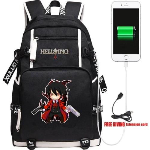 Anime HELLSING HELLSING School Backpack Men Women Travel Shoulder Laptop Bags Cosplay Kids Teens Student Bookbag Gift