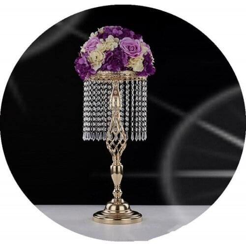 Sparkling Acrylic Crystal Wedding Flower Ball Holder 70cm Table Centerpiece Vase Stand Metal Candlestick Wedding Decoration