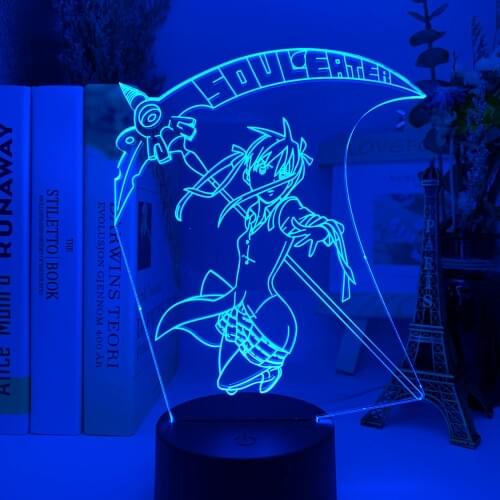 Anime Soul Eater Maka Albarn Figure Kids Led Night Light for Home Decoration Girls Room Bedside Desk 3D Lamp Gift Color Changing