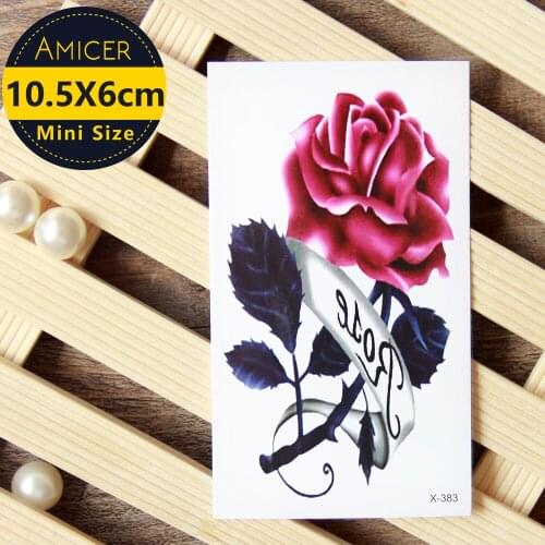 Waterproof Temporary Tattoo sticker 3D tattoo Love Romantic Rose Water Transfer fake tattoo flash tattoo for men women girl