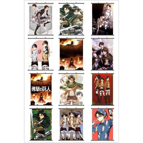 Coscase Japan Anime Attack on Titan Shingeki no Kyojin Erwin Smith Mikasa Eren Jaeger Home Decor Wall Scroll Poster Picture
