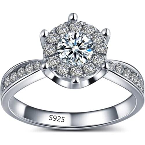 Hot&cheap women round silver color wedding engagement ring lady jewelry zircon vintage ring wholesale us 6 7 8 9 Distribution