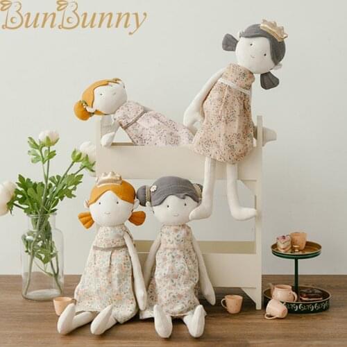 1Pc Girl Princess Cloth Toys with Crown Removable Dress Birthday Gifts for Girl Soft Buddy Cuddly Toy Handmade Cotton Rag Doll