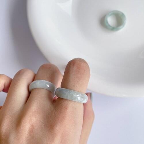 1pc Authentic 925 Sterling Silver Jewelry Natural Jade Jadeite Rounded Ring Adjust C-K794