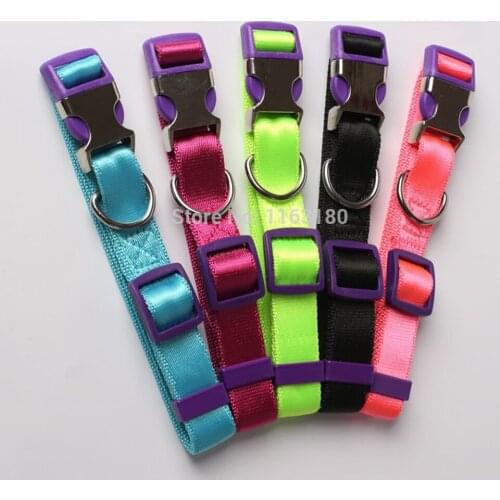 12pcs/lot Nylon Personalized Engraved Dog Collar Custom Puppy Cat Pet Collars ID Tag For For Small Medium Large Dogs