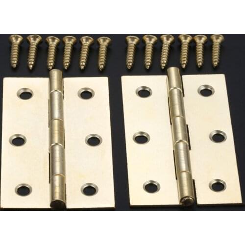 2Pcs 60*37mm Yellow Cabinet Hinges Door Luggage Hinge,6 Holes Decor Hinges Furniture Decoration,Antique Vintage Old Style