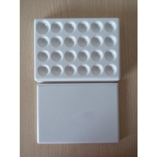 2pcs/set Dental Lab Porcelain Mixing Watering Plate Wet Tray 24 pits plastic plate with plastic cover for glaze free shipping