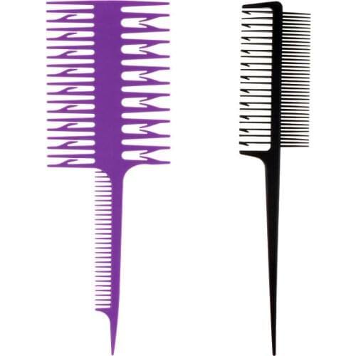 2 Packs 2 Sides/3 Sides Weaving & Sectioning Foiling Comb for Hair Coloring, Highlighting, Balayage, Microbraiding