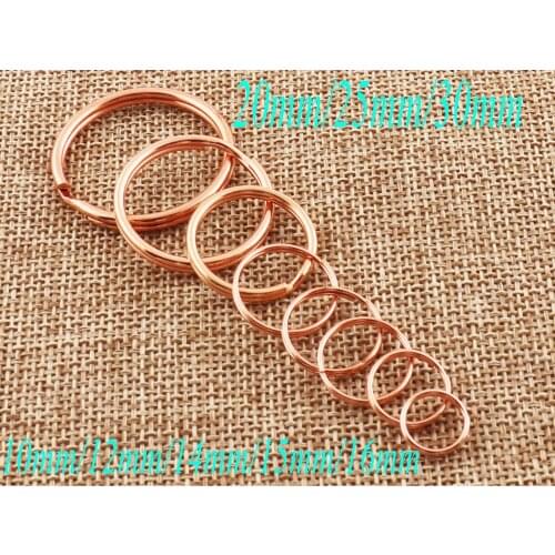 100 pcs Rose Gold Split Key Rings leather key chain Key Rings key chains key fob 30mm/25mm/20mm/16mm/15mm/14mm/12mm/10mm