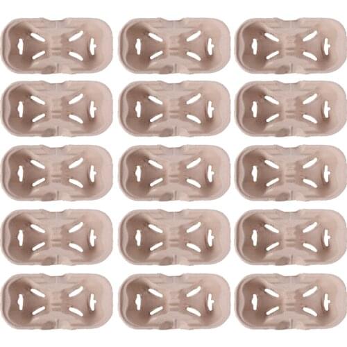 20PCS Disposable Paper Pulp Cup Tray Paper Coffee Holder Takeout Coffee Milk Tea Paper Tray 2 Cups Drink Carrier for Cafe Store