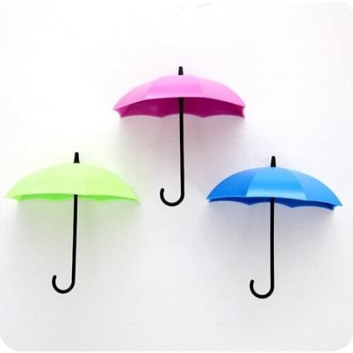 3pcs/set Umbrella shape with hook Sticky hooks Kitchen/Bathroom/Bedroom/Living room Super Weigh Hook Storage Rack LF 027
