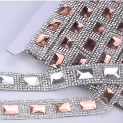 5yards Beaded Rhinestons Trim Iron On Glass Crystal Material Ribbon Wrap Trim Sewing Accessories DIY Wedding Clothes Shoe Decor